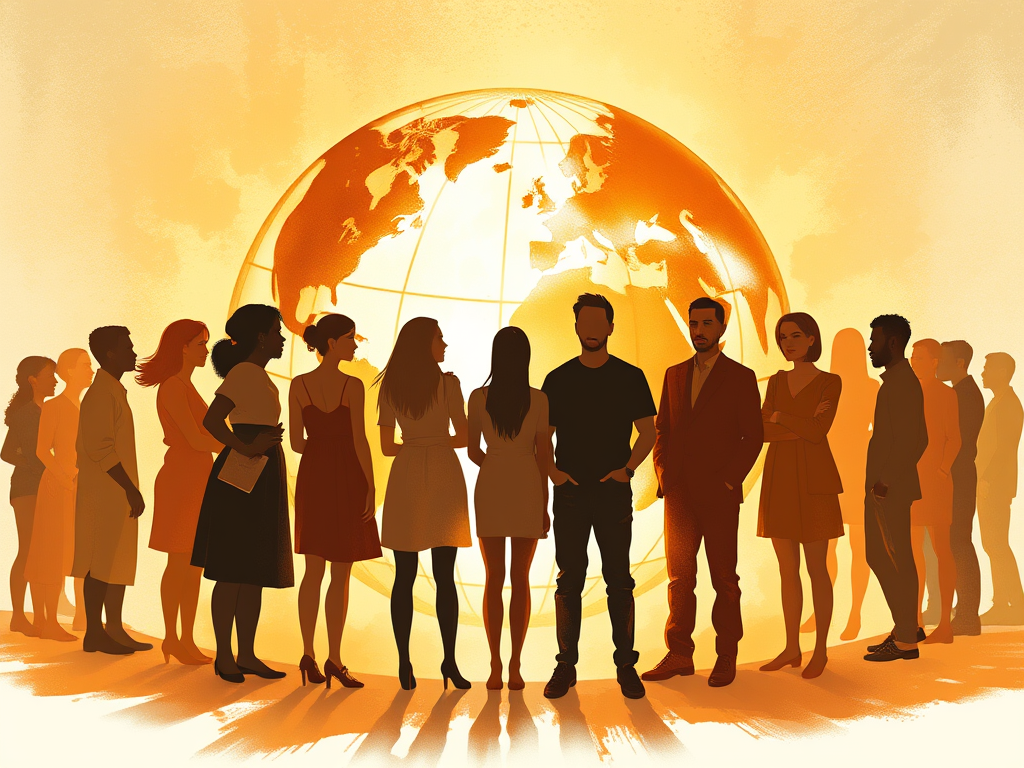 Abstract illustration of diverse silhouettes united in solidarity for World Bipolar Day 2026